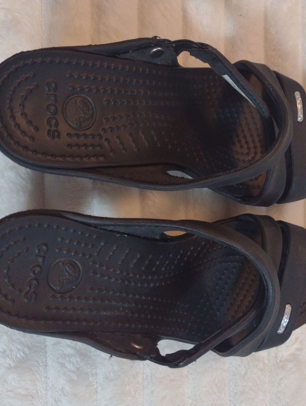 CROCS Cyprus IV Women's 6 Open Toe Slip-on Heel Sandals Strappy Comfort Black - Picture 4 of 13
